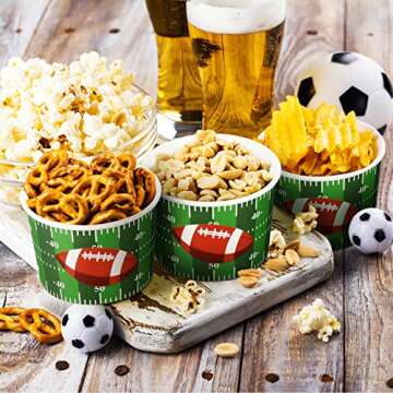 Football Snack Bowl Paper Game Day Football Bowls Party Supplies 9 oz Football Ball Serving Bowl Paper Cups Disposable Paper Bucket for Football Tailgate Dinner Sports Event(48 Pieces,Fresh Style)