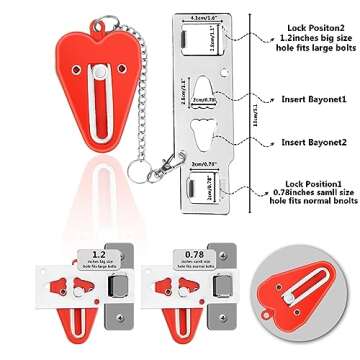 Portable Door Lock & Door Stop Alarm,Dual Protection Security Door Set Door Blocker Latch Lock Home Security Devices Pocket Door Stopper Self Defensey Tools for Home, Travel, Apartment,Hotel Safety