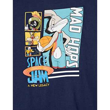 space jam boys Jam: a New Legacy Tune Squad Short Sleeve T-shirt - 4-20 T Shirt, Navy, 4 US