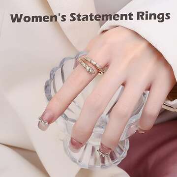 TJOJOYFUL Snake Rings for Women - Champagne Gold Snake Ring & Silver Snake Ring丨Ouroboros Ring Open Y2k Ring Sets with Diamond Cubic Zirconia Design, Anniversary Birthday Jewelry Gifts丨2Pcs