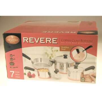 Revere Copper Clad Cookware Set, Silver (7 Piece)