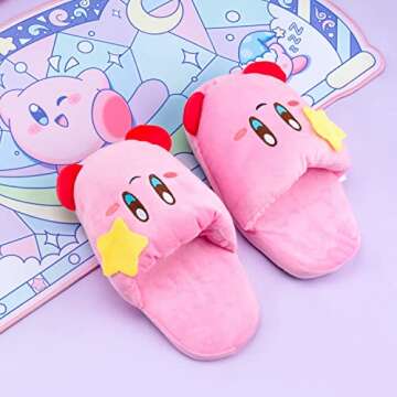 Glopastel Pink Puff Ball Slipper - Cute Anime Inspired Plush Slip-Ons