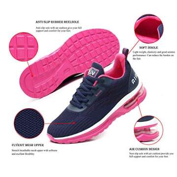 Axcone Womens Walking Shoes for Athletic Tennis Running Gym Casual Breathable Workout Sport Nurse Fitness Jogging Lightweight Air Cushion Stylish Fashion Sneakers RoseRed39