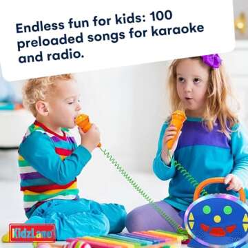 Kidzlane Kids Karaoke Machine - Singing Machine with 2 Microphones and Bluetooth - 100 Pre-Loaded Songs - Kids Music Player with Voice Changer, Record and Playback, and Multicolored LED Lights