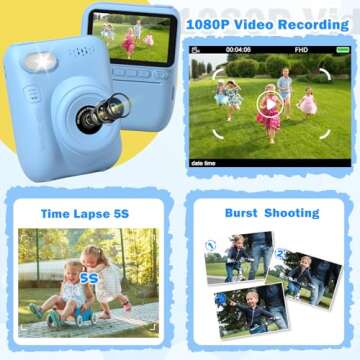 Hangrui Kids Camera Instant Print - Toddler Camera for Creative Exploration Ideal Kids Digital Camera, Birthday Gift for 3-12 Year Old Girls Boys, Fun Toy for Ages 3-12 with 32GB Card