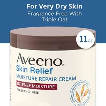 Aveeno Skin Relief Intense Moisture Repair Body Cream with Triple Oat & Shea Butter Formula, Helps Relieve & Restore Extra-Dry Skin with Long-Lasting Moisture, Fragrance-Free, 11 oz