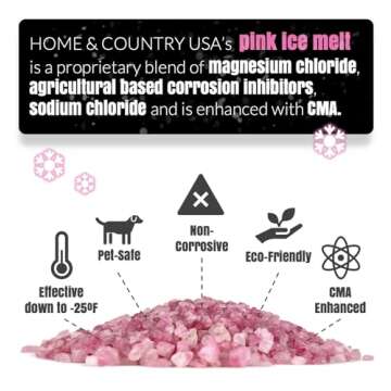 Ice and Snow Melt 8 lb Bag CMA Blended Magnesium Chloride Ice Melter Effective Snow and Ice Removal Effective Below Zero Degrees (Pink)