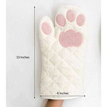 Cricket & Junebug Oven Mitts Cat Paws - White and Pink