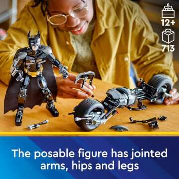 LEGO DC Batman Construction Figure & The Bat-Pod Bike Building Toys - Batman Action Figure from The Dark Knight for Boys & Girls, Ages 12+ - Superhero Gift Ideas for Kids - 76273