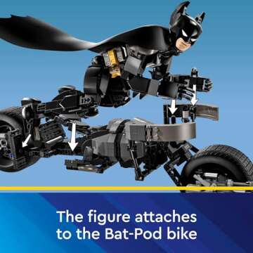 LEGO DC Batman Construction Figure & The Bat-Pod Bike Building Toys - Batman Action Figure from The Dark Knight for Boys & Girls, Ages 12+ - Superhero Gift Ideas for Kids - 76273