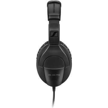 Sennheiser HD 280 PRO Over Ear Headphones Black Bundle with Pig Hog PHX14-25 1/4" Headphone Extension Cable and Instrument Polishing Cloth - Studio Monitor Headphones