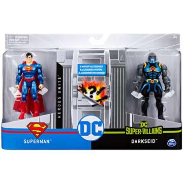 DC Comics, 4-Inch Superman vs. Darkseid Action Figure 2-Pack with 6 Mystery Accessories, Adventure 1