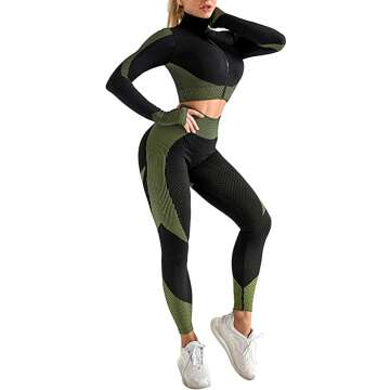 OLCHEE Women's 2 Piece Tracksuit Workout Set - High Waist Leggings and Crop Top