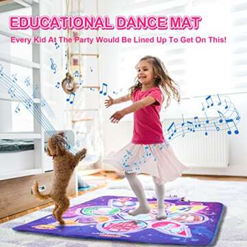 Skirfy Dance Mat, Unicorns Toys for Girls Electronic Dance Pad with 7 Games Mode, Dance Games with Touch Sensitive LED Lights, Christmas Party Games for Toddler Girls for 3-12