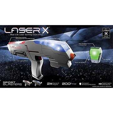 Laser X Double Sports Blaster 200' Range Full Size Multi- Cognitive Skills & Fine Motor Skills Development, Fun for At Home or Outdoor Entertainment