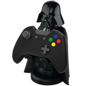 Exquisite Gaming: Star Wars: Darth Vader - Original Mobile Phone & Gaming Controller Holder, Device Stand, Cable Guys, Licensed Figure (Multi-colored)