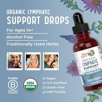 MaryRuth Organics Lymphatic Support Drops | USDA Organic Lymphatic Cleanse Immune Support Supplement| Lymphatic Support with Echinacea & Elderberry | Blue Vervain | Vegan | Non-GMO | 30 Servings |