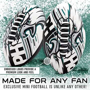 Franklin Sports NFL Philadelphia Eagles Football - Youth Mini Football - 8.5" Junior Size Ball - SPACELACE Easy Grip Texture- Perfect for Kids