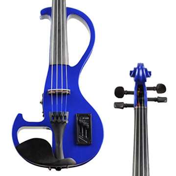 Electric Violin Bunnel Edge Outfit 4/4 Full Size (BLUE) — With Carrying Case and Accessories - Mini Amp - Headphone Jack - Piezo Ceramic Pick-Up from Kennedy Violins