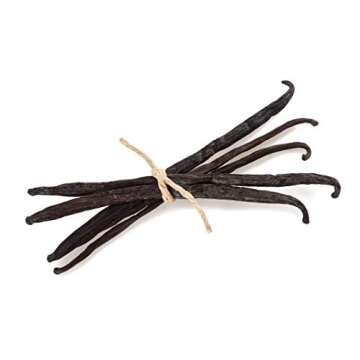 5 Organic Madagascar Vanilla Beans - Whole Extract Grade B Pods for Baking, Homemade Extract, Brewing, Coffee, Cooking