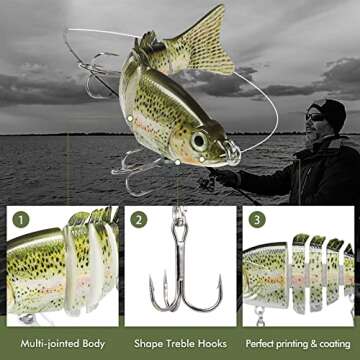 TRUSCEND Fishing Lures for Bass Trout Swimbaits for Bass Fishing Segmented Multi Jointed Swim Baits Slow Sinking Swimming Lures for Freshwater Saltwater Fishing Gear Lure Kit Fishing Gifts Plugs