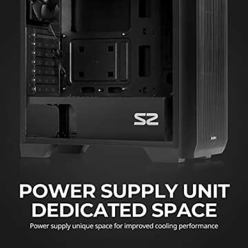 Zalman - S2 - ATX Mid-Tower PC Case - Full Acrylic Side Panel - Mesh Front Panel - 3x Case Fan 120mm Pre-Installed, Black