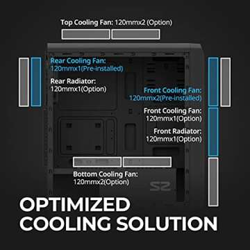 Zalman - S2 - ATX Mid-Tower PC Case - Full Acrylic Side Panel - Mesh Front Panel - 3x Case Fan 120mm Pre-Installed, Black