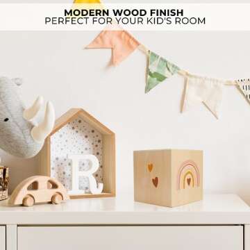 Wooden Piggy Bank for Kids - Beautifully Crafted Coin Bank Encourages to Start Saving Money Early - A Great Gift for Girls and Boys That Brightens Up Every Kids Bedroom