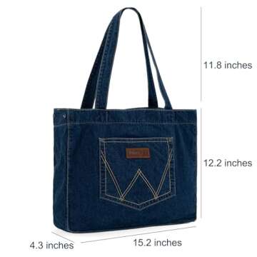 Montana West x Wrangler Canvas Tote Bag for Women Large Purses Jean Handbag Everyday Bag for Gift Work Travel Trip WG143-2006NY