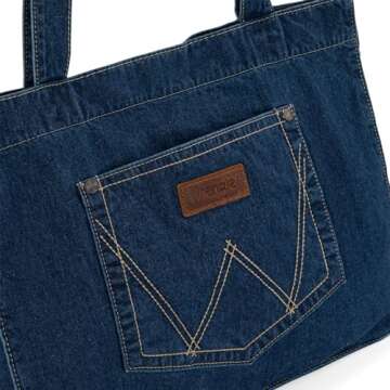 Montana West x Wrangler Canvas Tote Bag for Women Large Purses Jean Handbag Everyday Bag for Gift Work Travel Trip WG143-2006NY