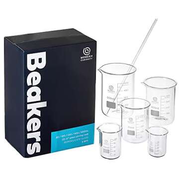 Glass Beakers Set - Science, Chemistry Classroom Supplies - Borosilicate Glass - Education, Research Equipment for Industrial and Academic Labs (50-600mL, 5-Pack)