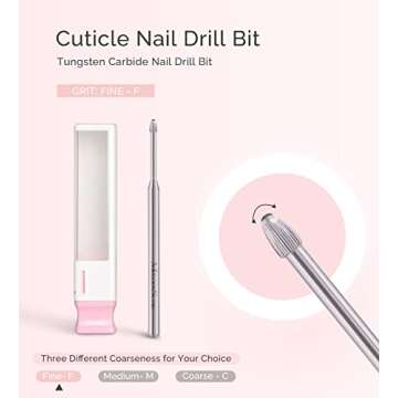 MelodySusie Cuticle Clean Nail Drill Bit 3/32'', Professional Safety Carbide Under Nail Cleaner Nail Bit for Cuticle Dead Skin Nail Prepare, Two Way Rotate, Manicure Nail Salon Supply(Silver, Fine)