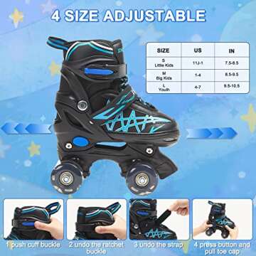 SHDSL Boys Roller Skates for Kids 4 Size Adjustable Roller Skates, All Light UP Wheels for Boys Roller Skates Shine, Patines para niñas Roller Skates for Girls Kids Beginners