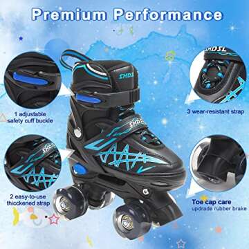 SHDSL Boys Roller Skates for Kids 4 Size Adjustable Roller Skates, All Light UP Wheels for Boys Roller Skates Shine, Patines para niñas Roller Skates for Girls Kids Beginners