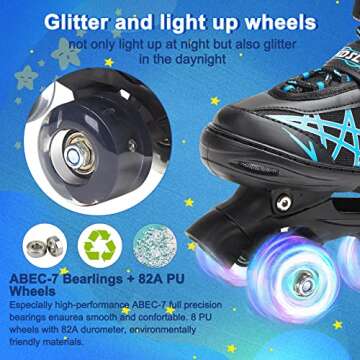 SHDSL Boys Roller Skates for Kids 4 Size Adjustable Roller Skates, All Light UP Wheels for Boys Roller Skates Shine, Patines para niñas Roller Skates for Girls Kids Beginners