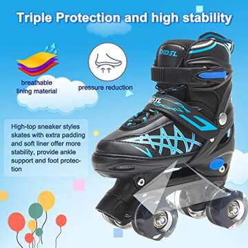 SHDSL Boys Roller Skates for Kids 4 Size Adjustable Roller Skates, All Light UP Wheels for Boys Roller Skates Shine, Patines para niñas Roller Skates for Girls Kids Beginners