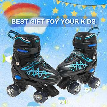 SHDSL Boys Roller Skates for Kids 4 Size Adjustable Roller Skates, All Light UP Wheels for Boys Roller Skates Shine, Patines para niñas Roller Skates for Girls Kids Beginners