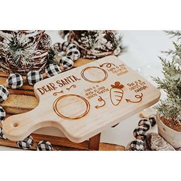 Legacy and Light Engraved Wooden Santa Cookie Plate for Christmas Traditions, Board for Santa Claus and Reindeer for Milk and Cookies