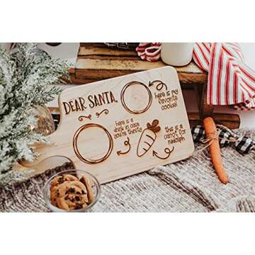 Legacy and Light Engraved Wooden Santa Cookie Plate for Christmas Traditions, Board for Santa Claus and Reindeer for Milk and Cookies