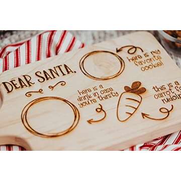 Legacy and Light Engraved Wooden Santa Cookie Plate for Christmas Traditions, Board for Santa Claus and Reindeer for Milk and Cookies