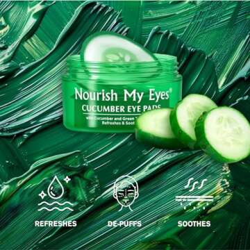 Fran Wilson Nourish My Eyes Eye Pads - Soothe Tired Eyes, Reduce Puffiness & Dark Circles, hydrates the skin around the eyes - 36 Count - Cooling & Refreshing, Instantly (Cucumber)