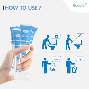 Godora 30 Packs ECO-Friendly Portable Toilet Poo Urine Gel Powder, Portable & Fast-Absorbing Camping Toilet Gel, Rapidly Biodegradable Eco Poo Urine Gel, Outdoor Portable Bedpans & Emergencies