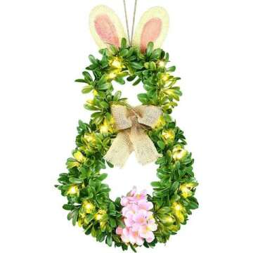 Easter Bunny Wreath with Lights