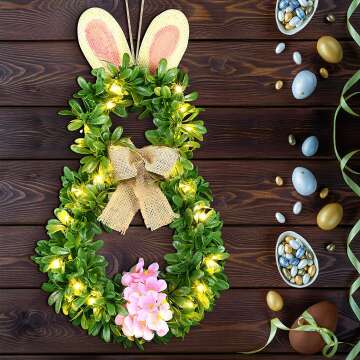 Easter Bunny Wreath with Lights