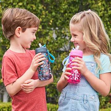 Bentgo Kids Water Bottle - Leak-Proof, Durable Tritan, BPA-Free 15 oz. Cup for Kids/Toddlers Ages 3+ - Flip-Up Straw & Dishwasher Safe for School, Sports, Daycare & Camp (Rainbows & Butterflies)