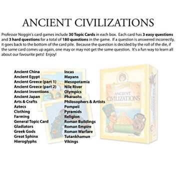 Professor Noggin's Ancient Civilizations, A Educational Trivia Based Card Game For Kids, Ages 7+