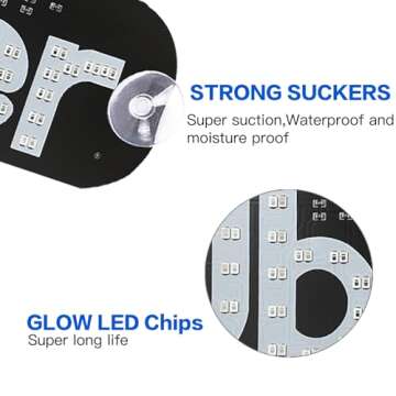 Led Light Signs for Car, Blue Bumper Stickers Car Light Sign Decal for Windshield with Suction Cups & Universal USB-Plug, Glow Light Board Sign Car Accessories Suitable for All Cars (Green/Blue)