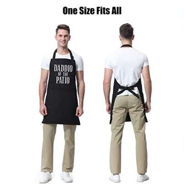 Miracu Grill Apron for Dad - Daddio of The Patio - Dad Gifts from Daughter, Son - Funny Valentines Day, Birthday Gifts for Dad, Father in Law, Step Dad, Best Dad, Daddy - Dad Aprons for Grilling BBQ