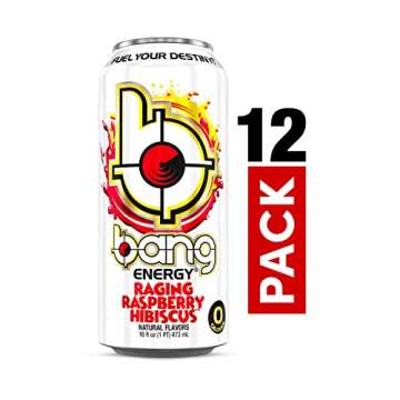 Bang Energy Raging Raspberry Hibiscus, Sugar-Free Energy Drink, 16 Ounce (Pack of 12)