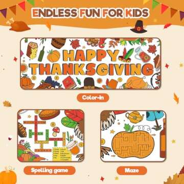 ZMLM Fall Thanksgiving Party Favors Coloring Tablecloth Poster for Kids, Turkey Themed Banner Table Cloth Decorations, Thanksgiving Art and Crafts for Kids Party Games Activity Gifts-43. 3X 31.4 in